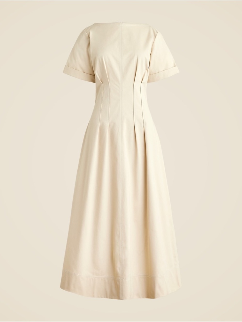 NWOT- J. Crew Short-Sleeve Pintuck Midi Dress in stretch twill